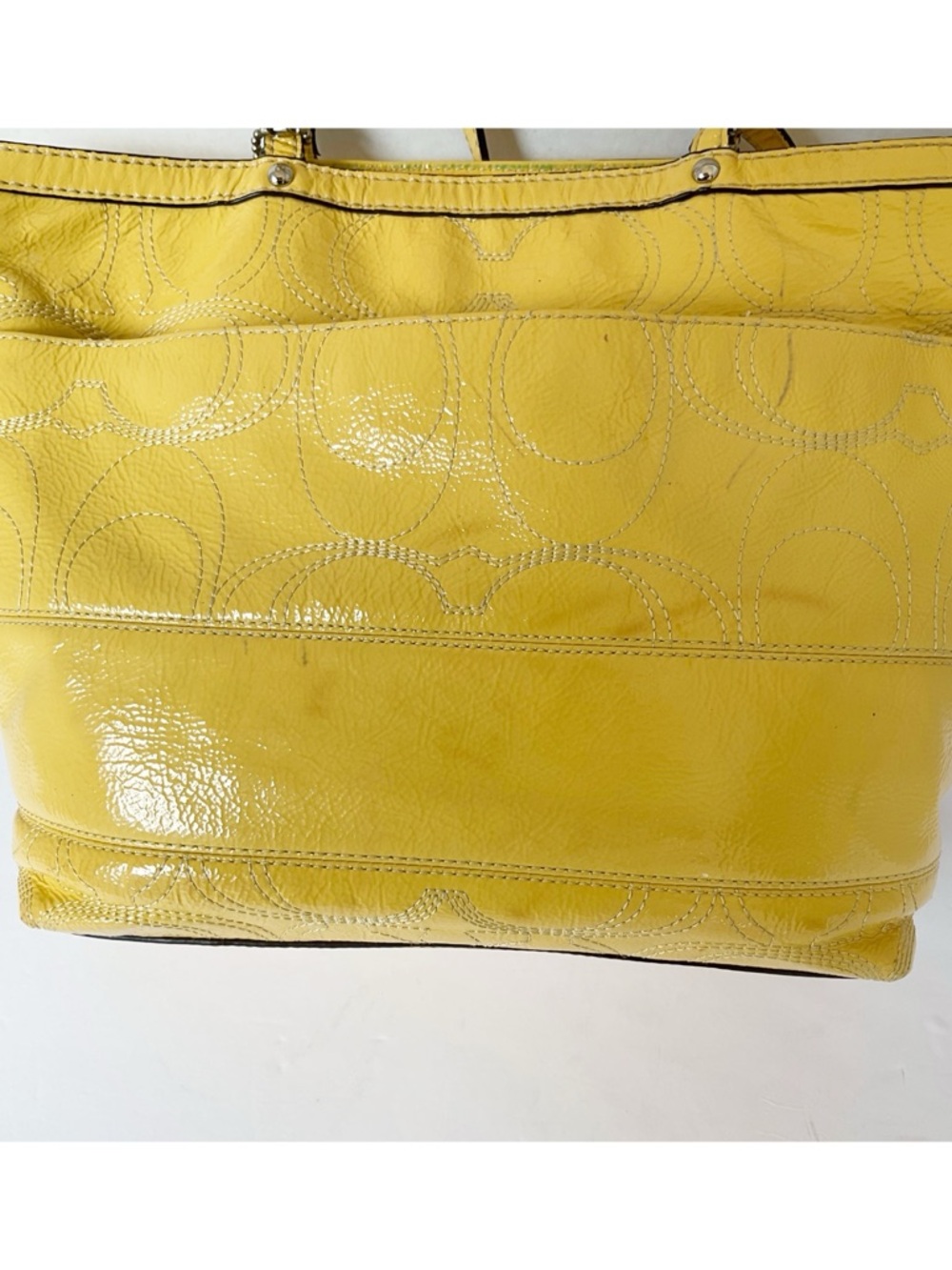 Coach 2012 Signature Patent Leather Tote in Canary Yellow (Flaws) - Picture 15 of 15